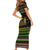 Jamaican Christmas Short Sleeve Bodycon Dress - Rastafarian Lion with Xmas Elements Reggae Style - Wonder Print Shop