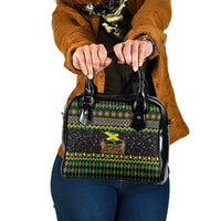 Jamaican Christmas Shoulder Handbag - Rastafarian Lion with Xmas Elements Reggae Style
