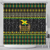 Jamaican Christmas Shower Curtain - Rastafarian Lion with Xmas Elements Reggae Style