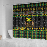 Jamaican Christmas Shower Curtain - Rastafarian Lion with Xmas Elements Reggae Style