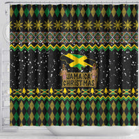 Jamaican Christmas Shower Curtain - Rastafarian Lion with Xmas Elements Reggae Style