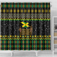 Jamaican Christmas Shower Curtain - Rastafarian Lion with Xmas Elements Reggae Style