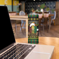 Jamaican Christmas Skinny Tumbler Rastafarian Lion with Xmas Elements Reggae Style - Wonder Print Shop