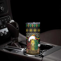 Jamaican Christmas Skinny Tumbler Rastafarian Lion with Xmas Elements Reggae Style - Wonder Print Shop