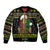 Jamaican Christmas Sleeve Zip Bomber Jacket - Rastafarian Lion with Xmas Elements Reggae Style - Wonder Print Shop