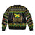 Jamaican Christmas Sleeve Zip Bomber Jacket - Rastafarian Lion with Xmas Elements Reggae Style - Wonder Print Shop