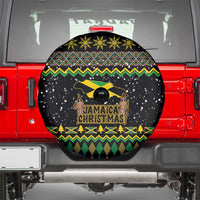 Jamaican Christmas Spare Tire Cover - Rastafarian Lion with Xmas Elements Reggae Style - Wonder Print Shop