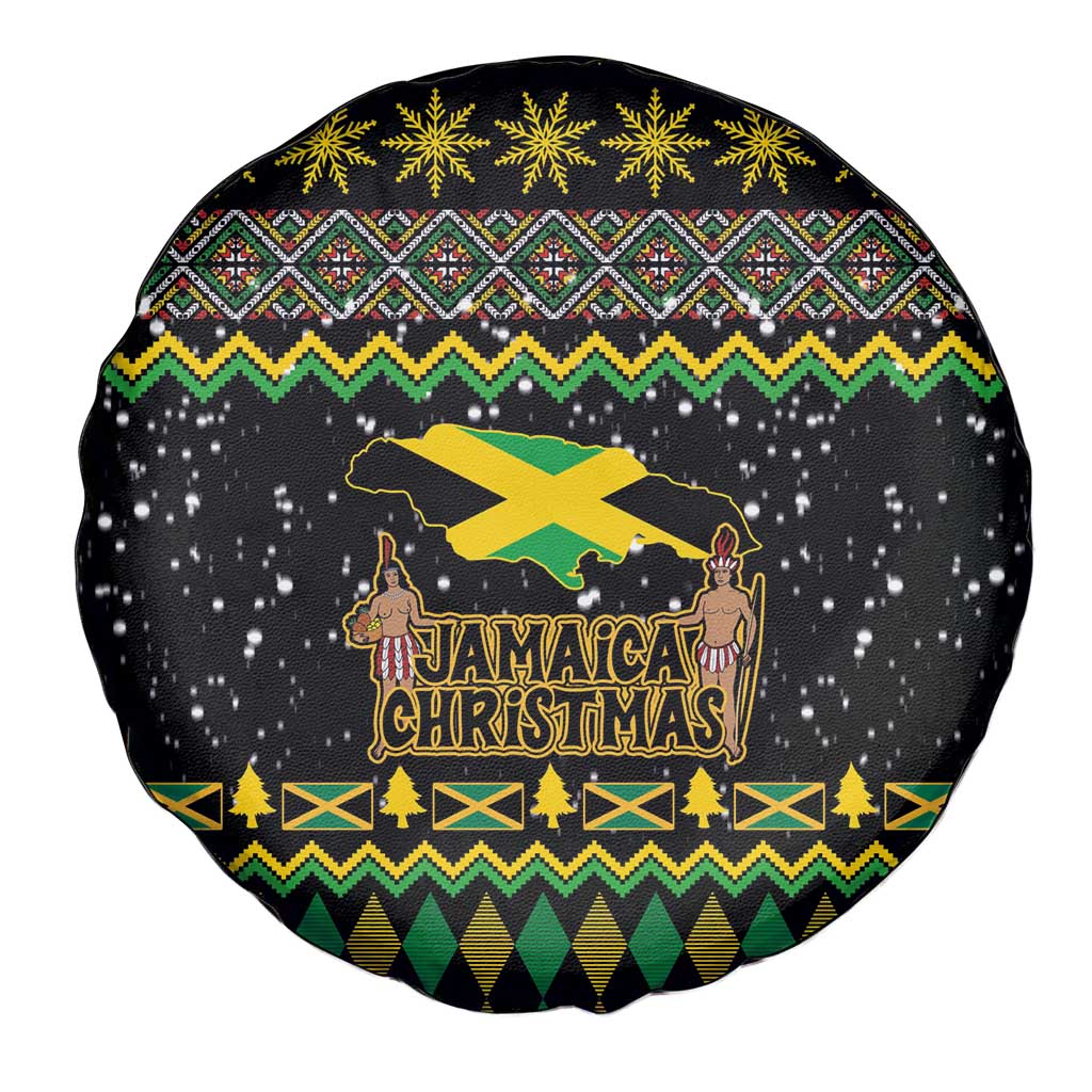 Jamaican Christmas Spare Tire Cover - Rastafarian Lion with Xmas Elements Reggae Style - Wonder Print Shop