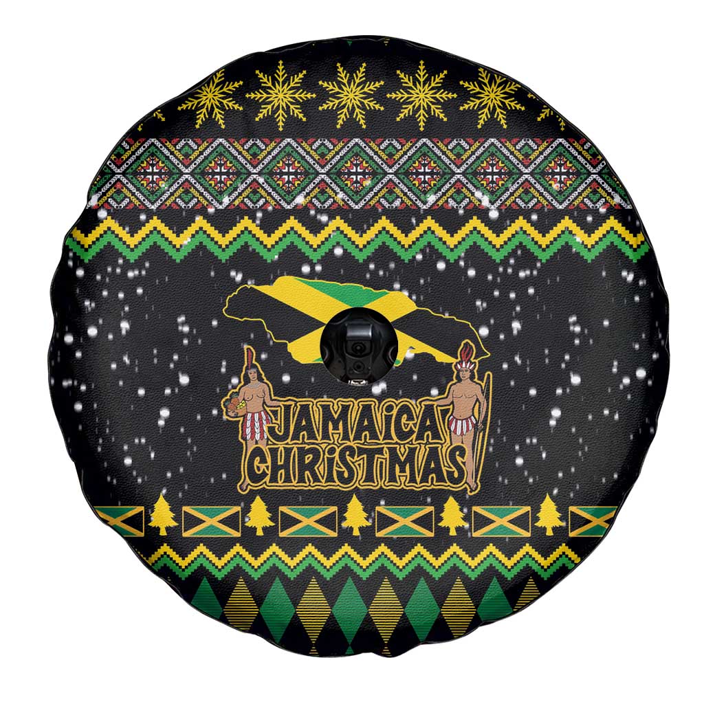 Jamaican Christmas Spare Tire Cover - Rastafarian Lion with Xmas Elements Reggae Style - Wonder Print Shop