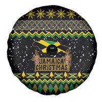 Jamaican Christmas Spare Tire Cover - Rastafarian Lion with Xmas Elements Reggae Style - Wonder Print Shop