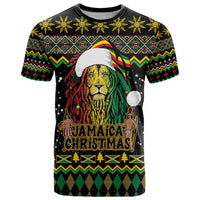 Jamaican Christmas T Shirt - Rastafarian Lion with Xmas Elements Reggae Style - Wonder Print Shop