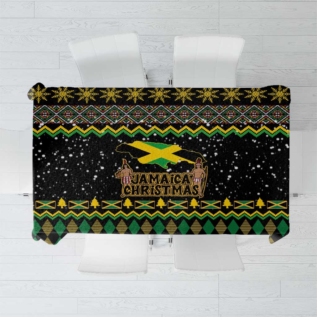 Jamaican Christmas Tablecloth - Rastafarian Lion with Xmas Elements Reggae Style - Wonder Print Shop