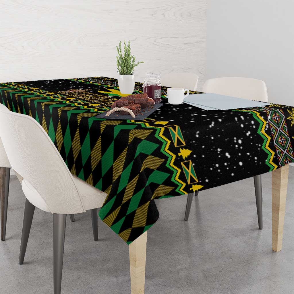 Jamaican Christmas Tablecloth - Rastafarian Lion with Xmas Elements Reggae Style - Wonder Print Shop