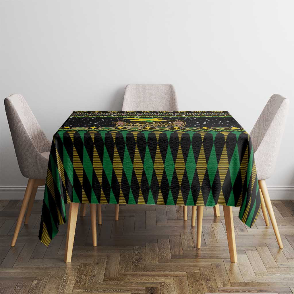Jamaican Christmas Tablecloth - Rastafarian Lion with Xmas Elements Reggae Style - Wonder Print Shop