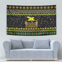 Jamaican Christmas Tapestry - Rastafarian Lion with Xmas Elements Reggae Style - Wonder Print Shop