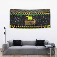 Jamaican Christmas Tapestry - Rastafarian Lion with Xmas Elements Reggae Style - Wonder Print Shop