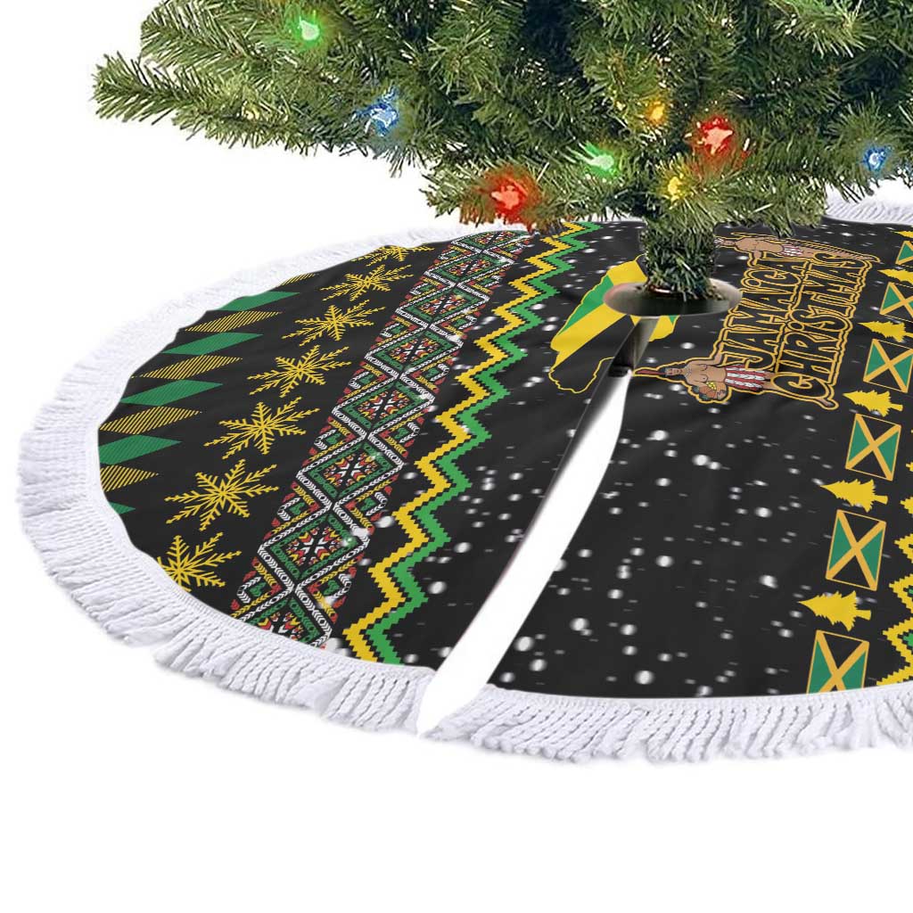 Jamaican Christmas Tree Skirt - Rastafarian Lion with Xmas Elements Reggae Style - Wonder Print Shop
