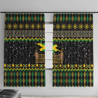 Jamaican Christmas Window Curtain - Rastafarian Lion with Xmas Elements Reggae Style - Wonder Print Shop