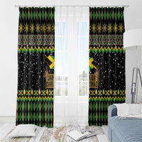 Jamaican Christmas Window Curtain - Rastafarian Lion with Xmas Elements Reggae Style - Wonder Print Shop