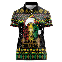 Jamaican Christmas Women Polo Shirt - Rastafarian Lion with Xmas Elements Reggae Style - Wonder Print Shop