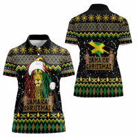 Jamaican Christmas Women Polo Shirt - Rastafarian Lion with Xmas Elements Reggae Style - Wonder Print Shop
