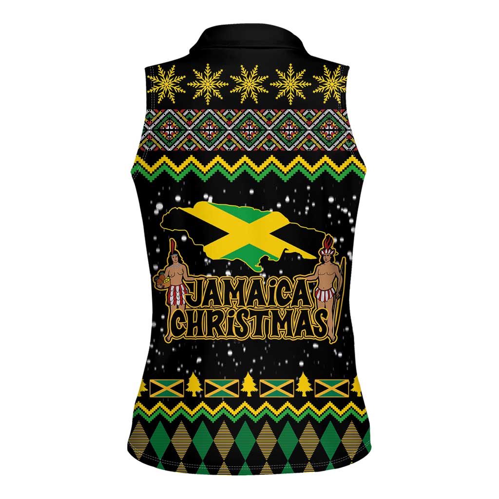 Jamaican Christmas Women Sleeveless Polo Shirt - Rastafarian Lion with Xmas Elements Reggae Style - Wonder Print Shop