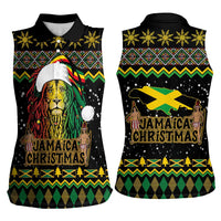 Jamaican Christmas Women Sleeveless Polo Shirt - Rastafarian Lion with Xmas Elements Reggae Style - Wonder Print Shop