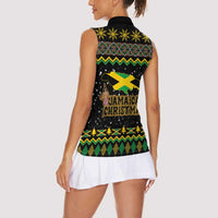 Jamaican Christmas Women Sleeveless Polo Shirt - Rastafarian Lion with Xmas Elements Reggae Style - Wonder Print Shop