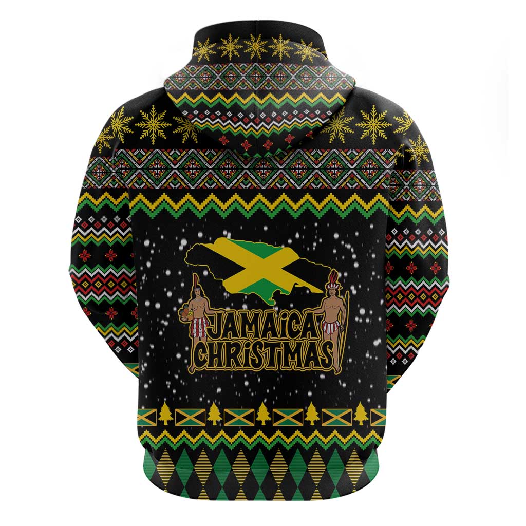 Jamaican Christmas Zip Hoodie - Rastafarian Lion with Xmas Elements Reggae Style - Wonder Print Shop