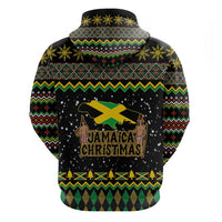 Jamaican Christmas Zip Hoodie - Rastafarian Lion with Xmas Elements Reggae Style - Wonder Print Shop