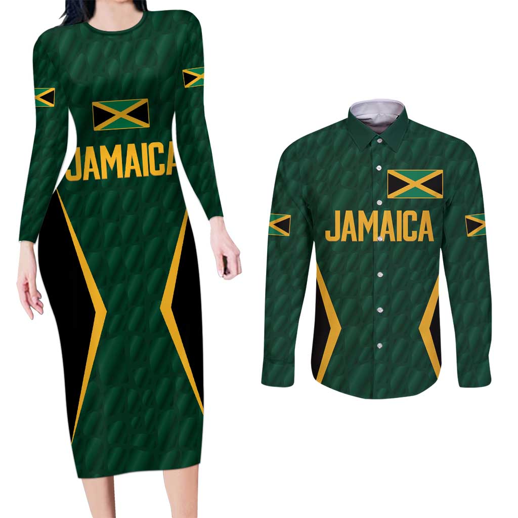 Custom Jamaican Cricket Jersey Special Edition 2024 Couples Matching Long Sleeve Bodycon Dress and Long Sleeve Button Shirt - Wonder Print Shop