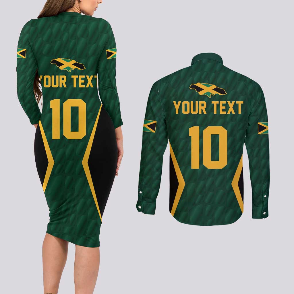 Custom Jamaican Cricket Jersey Special Edition 2024 Couples Matching Long Sleeve Bodycon Dress and Long Sleeve Button Shirt - Wonder Print Shop