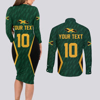 Custom Jamaican Cricket Jersey Special Edition 2024 Couples Matching Long Sleeve Bodycon Dress and Long Sleeve Button Shirt - Wonder Print Shop