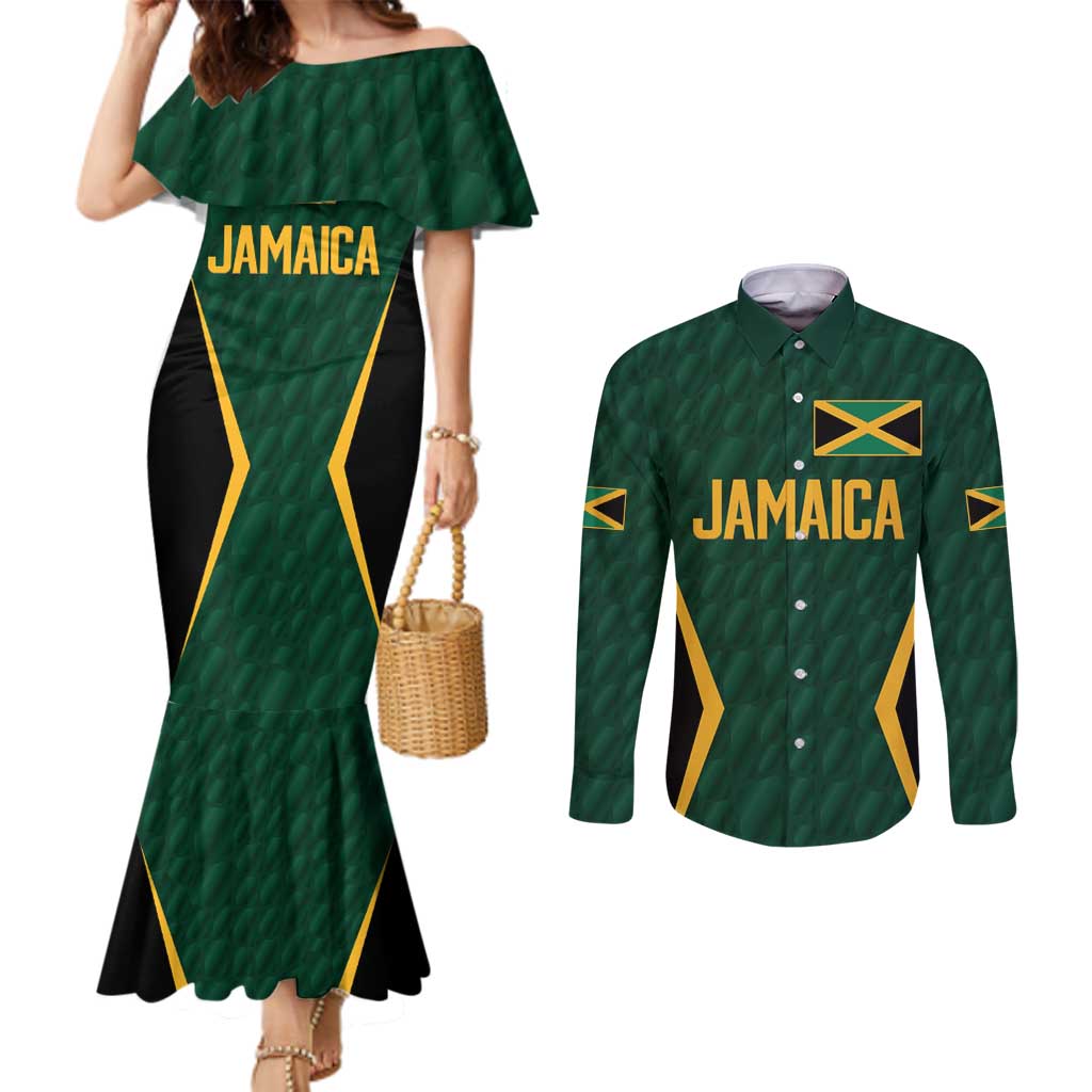 Custom Jamaican Cricket Jersey Special Edition 2024 Couples Matching Mermaid Dress and Long Sleeve Button Shirt
