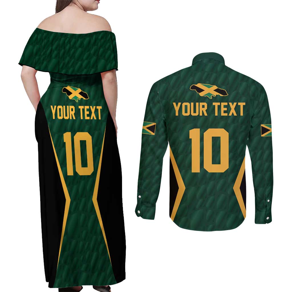 Custom Jamaican Cricket Jersey Special Edition 2024 Couples Matching Off Shoulder Maxi Dress and Long Sleeve Button Shirt - Wonder Print Shop