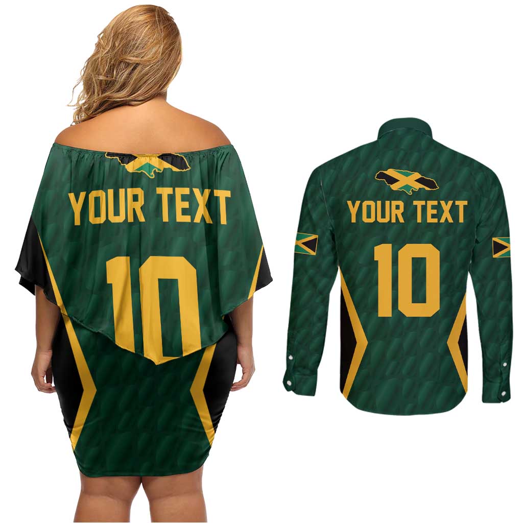 Custom Jamaican Cricket Jersey Special Edition 2024 Couples Matching Off Shoulder Short Dress and Long Sleeve Button Shirt - Wonder Print Shop