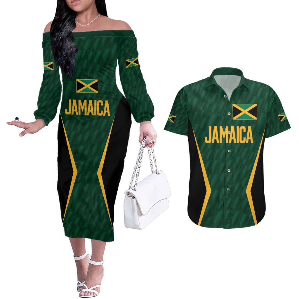 Custom Jamaican Cricket Jersey Special Edition 2024 Couples Matching Off The Shoulder Long Sleeve Dress and Hawaiian Shirt - Wonder Print Shop