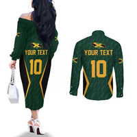 Custom Jamaican Cricket Jersey Special Edition 2024 Couples Matching Off The Shoulder Long Sleeve Dress and Long Sleeve Button Shirt