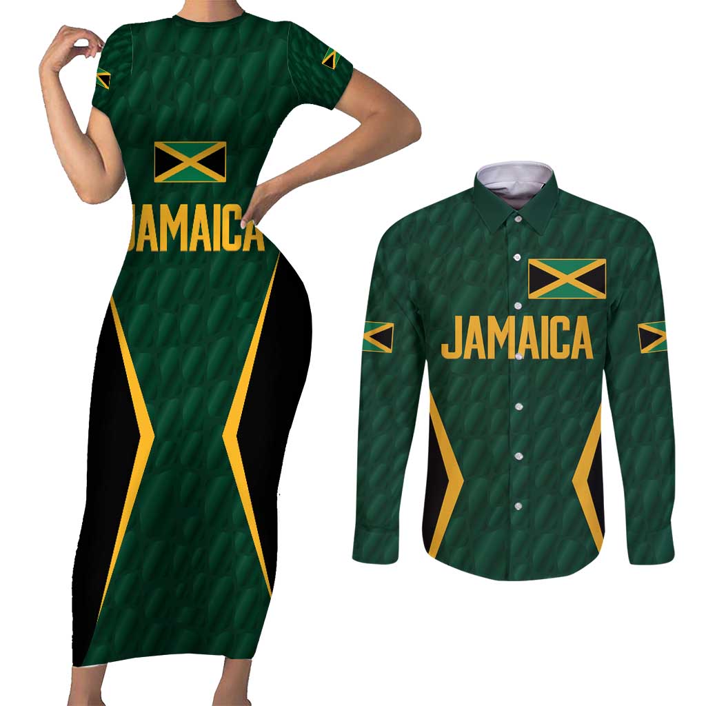 Custom Jamaican Cricket Jersey Special Edition 2024 Couples Matching Short Sleeve Bodycon Dress and Long Sleeve Button Shirt - Wonder Print Shop