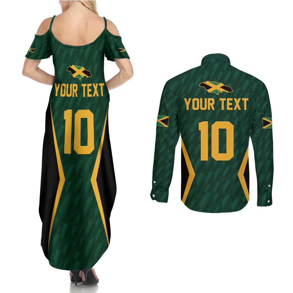 Custom Jamaican Cricket Jersey Special Edition 2024 Couples Matching Summer Maxi Dress and Long Sleeve Button Shirt - Wonder Print Shop