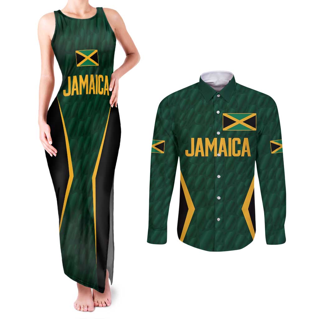 Custom Jamaican Cricket Jersey Special Edition 2024 Couples Matching Tank Maxi Dress and Long Sleeve Button Shirt - Wonder Print Shop