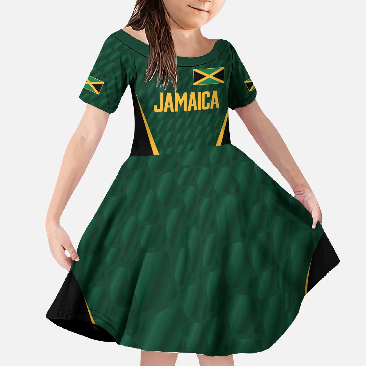 Custom Jamaican Cricket Jersey Special Edition 2024 Family Matching Off The Shoulder Long Sleeve Dress and Hawaiian Shirt - Wonder Print Shop
