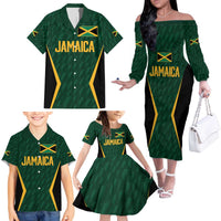 Custom Jamaican Cricket Jersey Special Edition 2024 Family Matching Off The Shoulder Long Sleeve Dress and Hawaiian Shirt - Wonder Print Shop