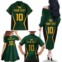 Custom Jamaican Cricket Jersey Special Edition 2024 Family Matching Off The Shoulder Long Sleeve Dress and Hawaiian Shirt - Wonder Print Shop