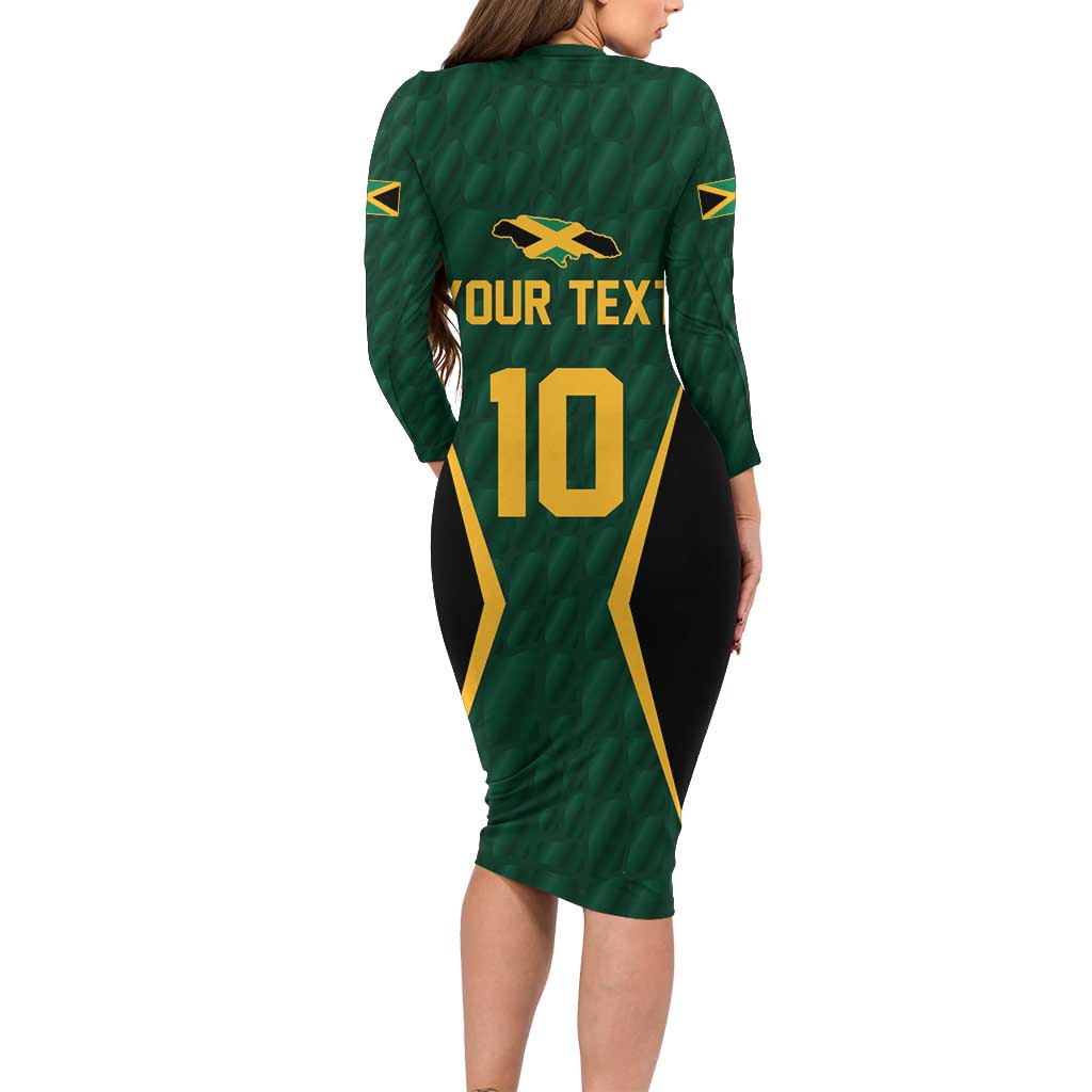 Custom Jamaican Cricket Jersey Special Edition 2024 Long Sleeve Bodycon Dress - Wonder Print Shop