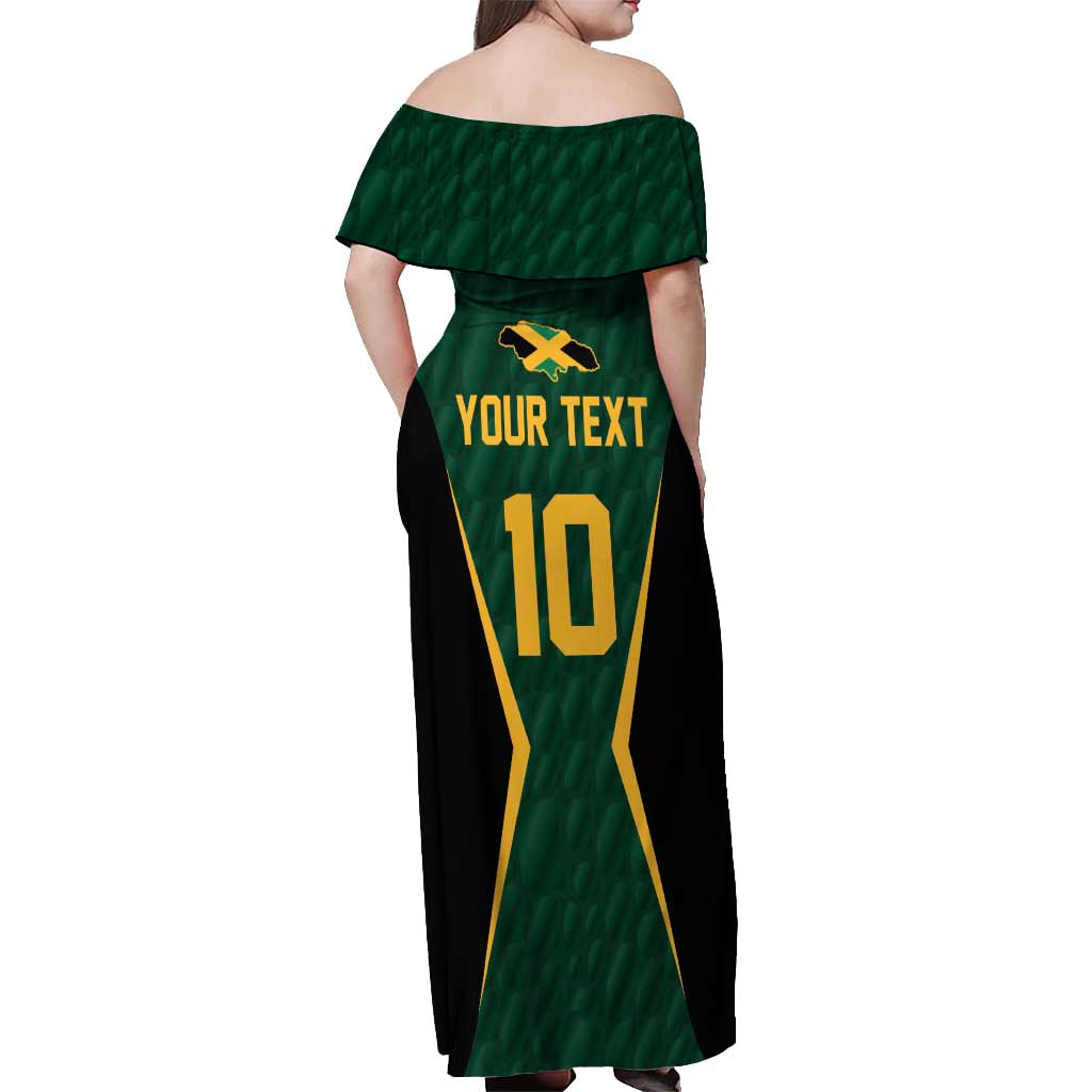 Custom Jamaican Cricket Jersey Special Edition 2024 Off Shoulder Maxi Dress - Wonder Print Shop