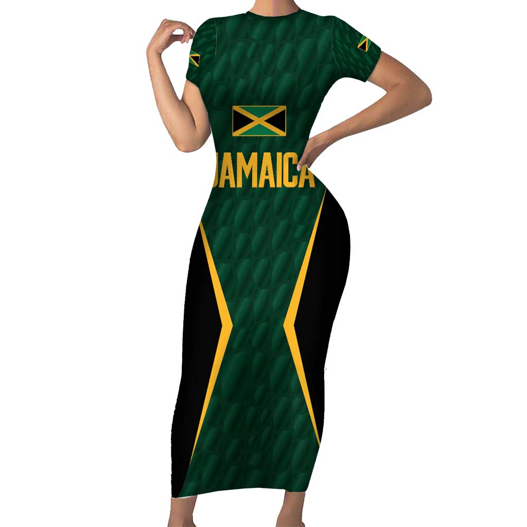 Custom Jamaican Cricket Jersey Special Edition 2024 Short Sleeve Bodycon Dress - Wonder Print Shop