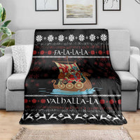 Vikings Christmas Blanket Santa Warrior on The Viking Ship with Xmas and Snowflake Pattern