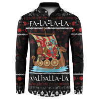 Vikings Christmas Button Sweatshirt Santa Warrior on The Viking Ship with Xmas and Snowflake Pattern - Wonder Print Shop