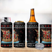 Vikings Christmas 4 in 1 Can Cooler Tumbler Santa Warrior on The Viking Ship with Xmas and Snowflake Pattern - Wonder Print Shop